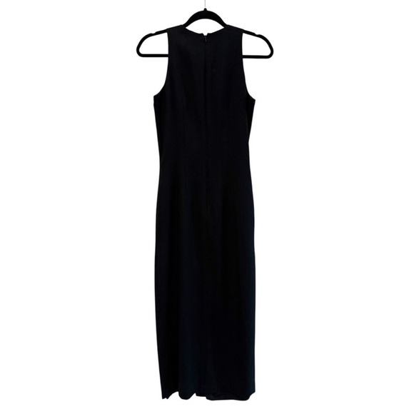 Carole Little Vintage Black Gold Embroidered Beaded Maxi Dress Slit Size 4 - Picture 5 of 9